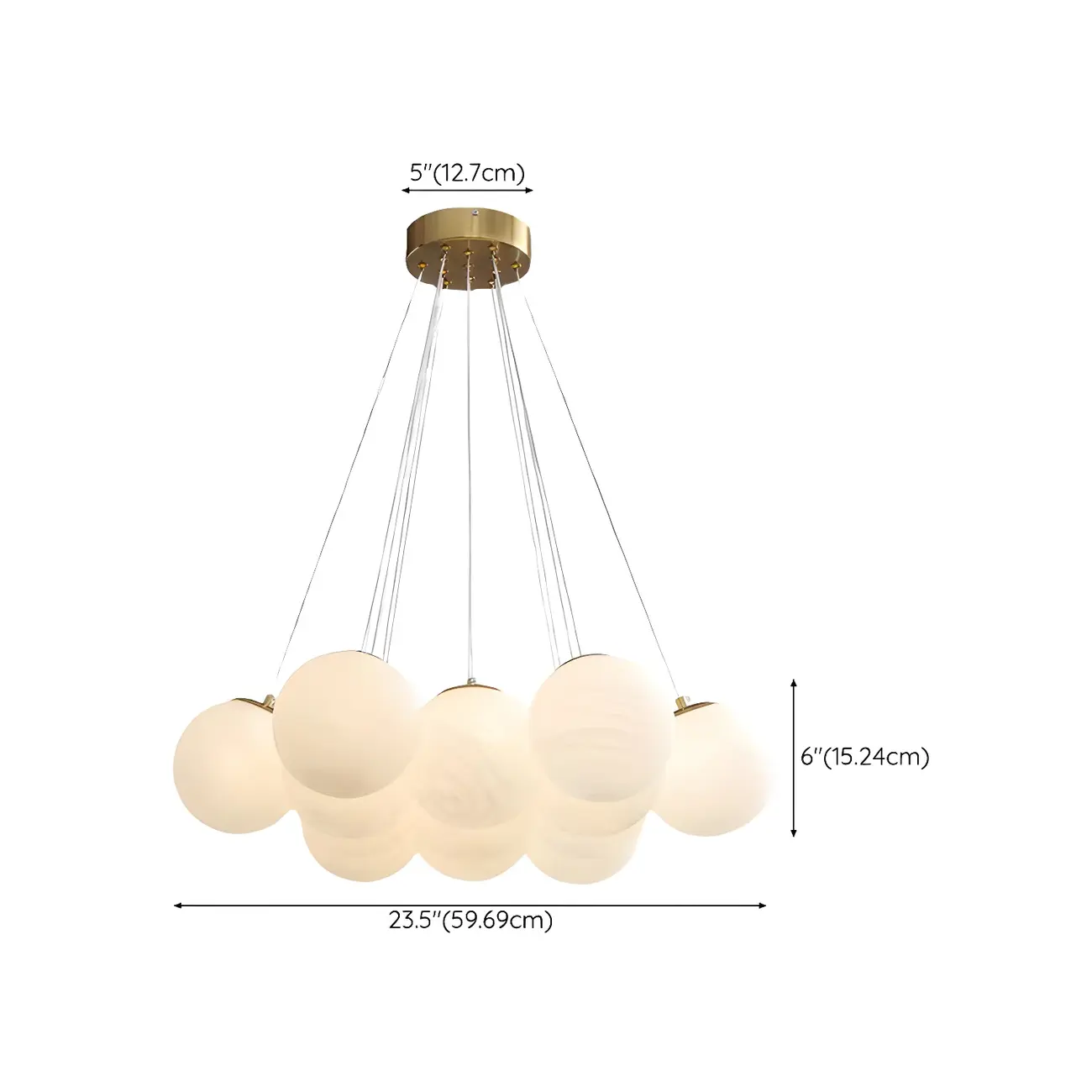 Adjustable White Glass Cluster Sphere Chandelier Modern Elegant Image - 15 | homeyfad