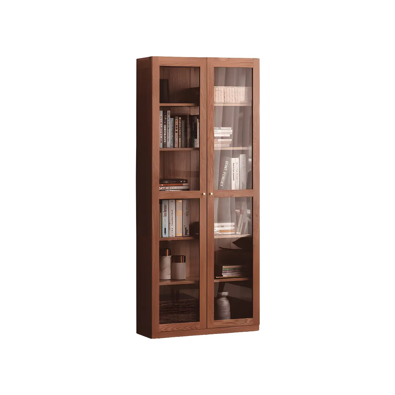Adjustable Shelves Glass Solid Wood Display Wine Cabinet Image - 8 | homeyfad