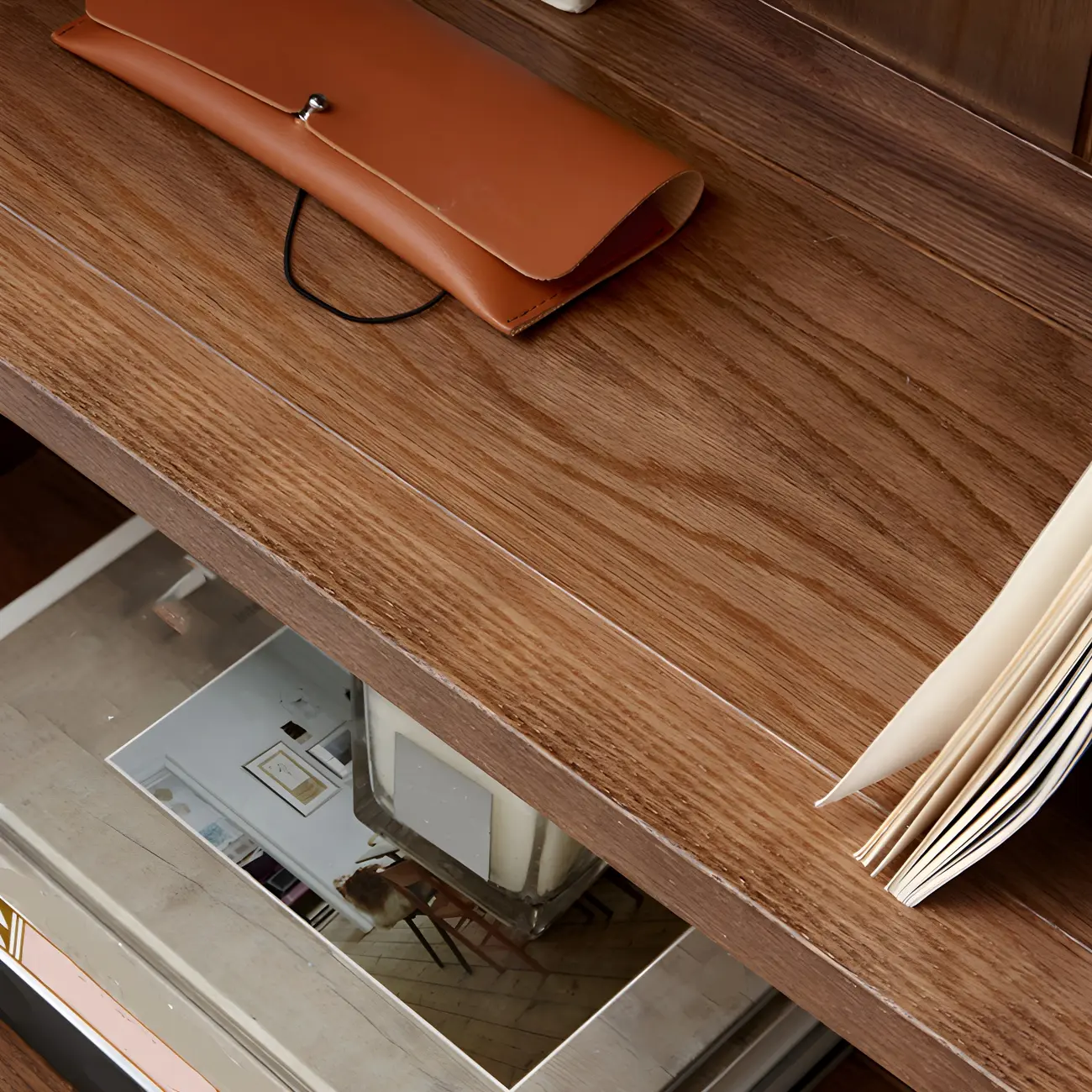 Adjustable Shelves Glass Solid Wood Display Wine Cabinet Image - 9 | homeyfad