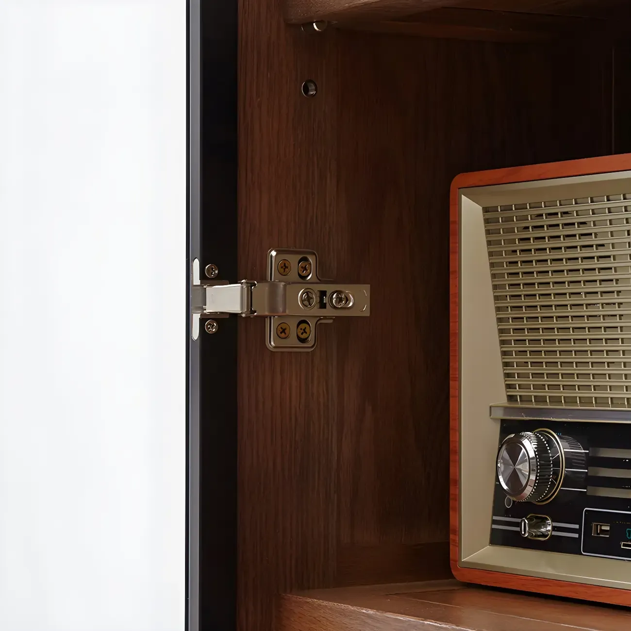 Adjustable Shelves Glass Solid Wood Display Wine Cabinet Image - 12