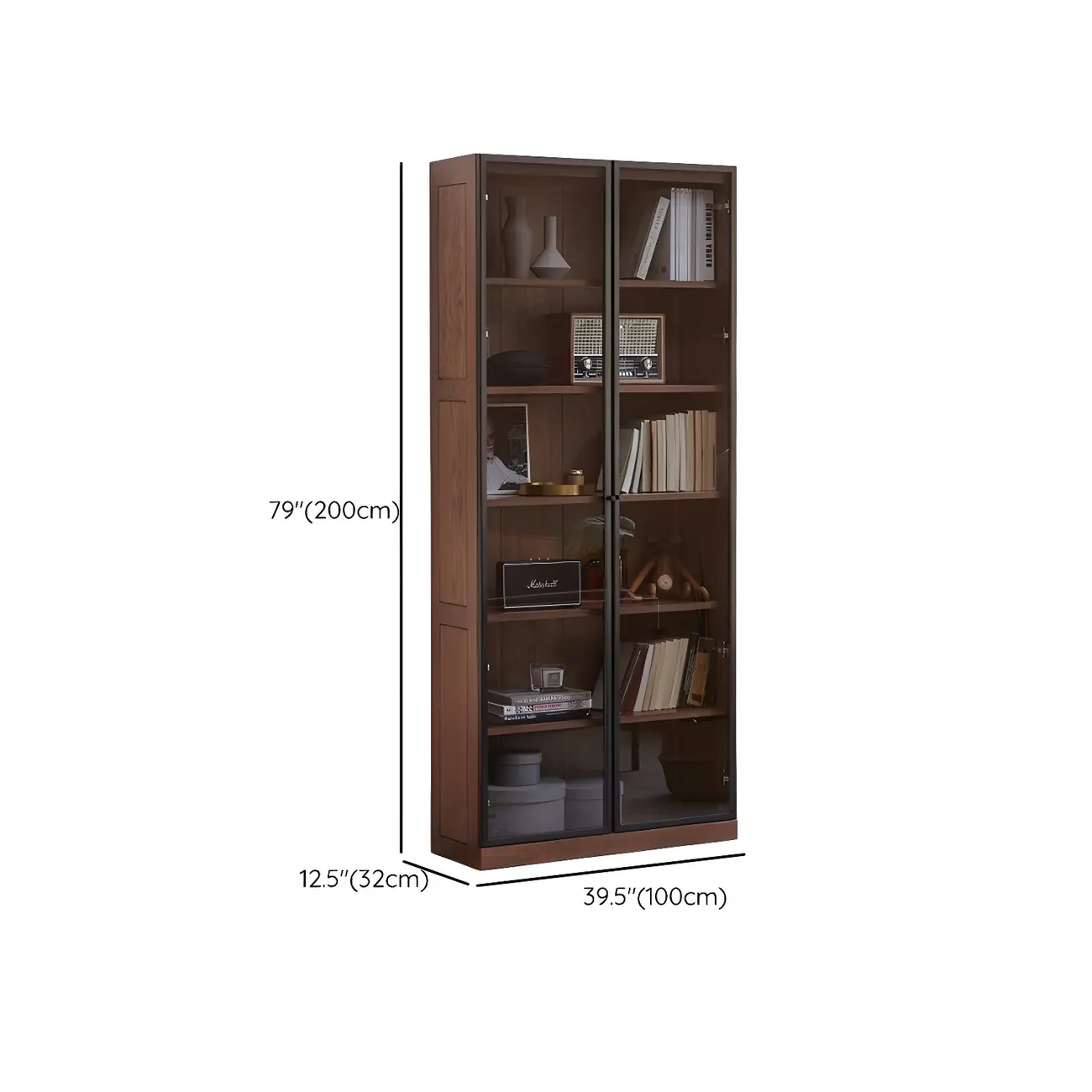 Adjustable Shelves Glass Solid Wood Display Wine Cabinet #size | homeyfad