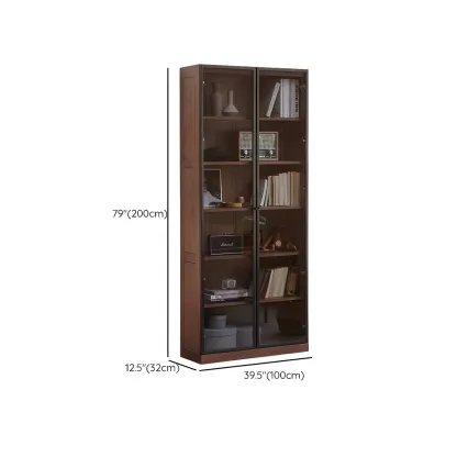 Adjustable Shelves Glass Solid Wood Display Wine Cabinet #size