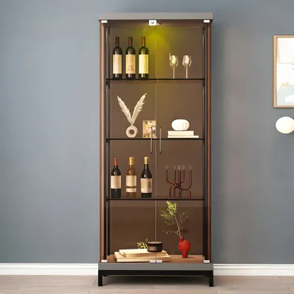 Glam Metal Display Cabinet with Open Storage for Living Room Image - 3