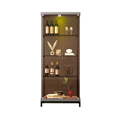 Glam Metal Display Cabinet with Open Storage for Living Room Image - 5