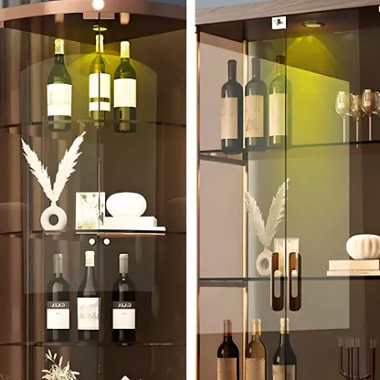 Glam Metal Display Cabinet with Open Storage for Living Room Image - 7