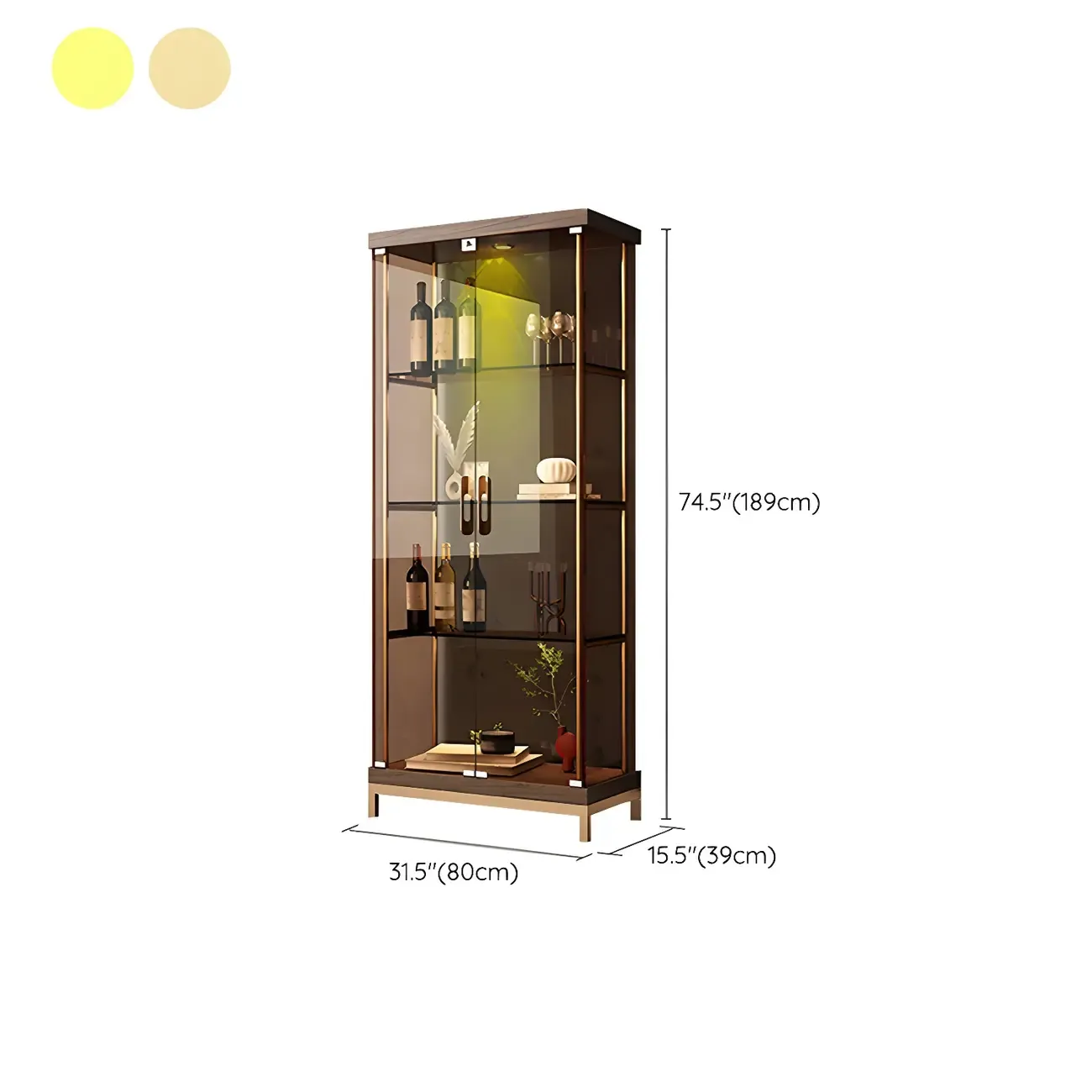 Glam Metal Display Cabinet with Open Storage for Living Room Image - 11