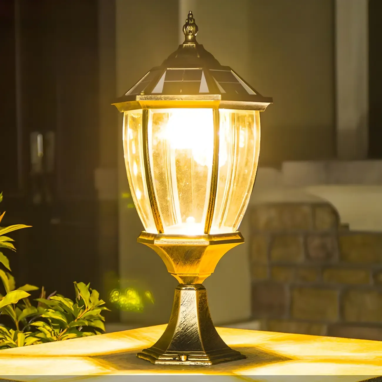 Black and Bronze Metal Retro Solar Post Cap Light Image - 1
