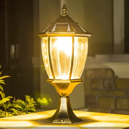 Black and Bronze Metal Retro Solar Post Cap Light Image - 1