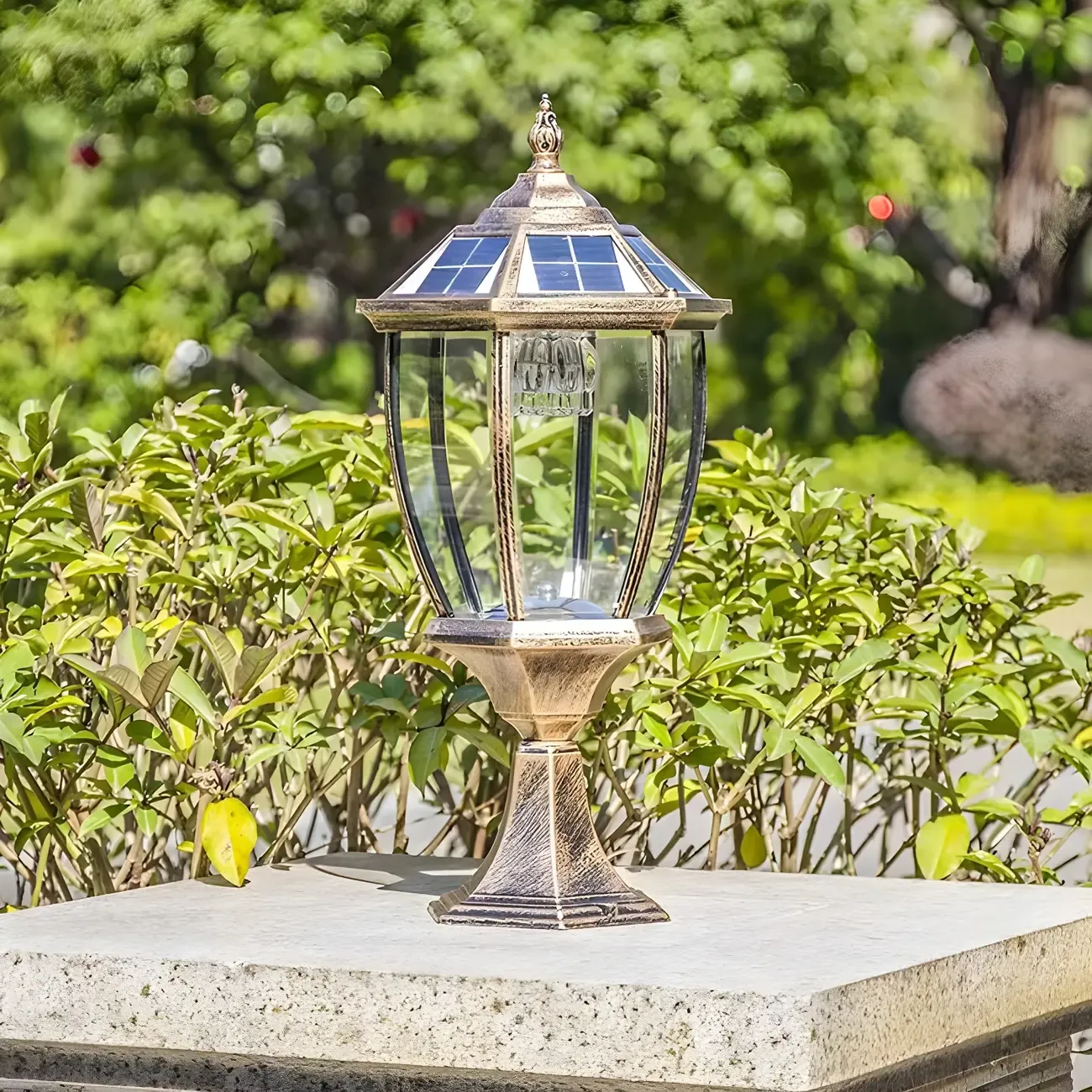 Black and Bronze Metal Retro Solar Post Cap Light Image - 3