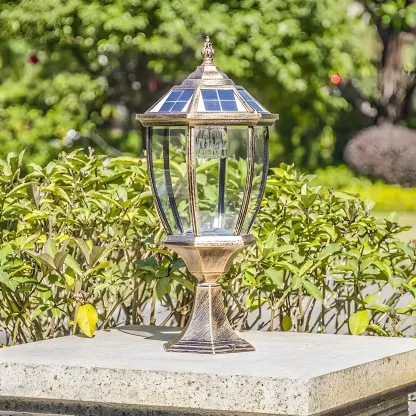 Black and Bronze Metal Retro Solar Post Cap Light Image - 3