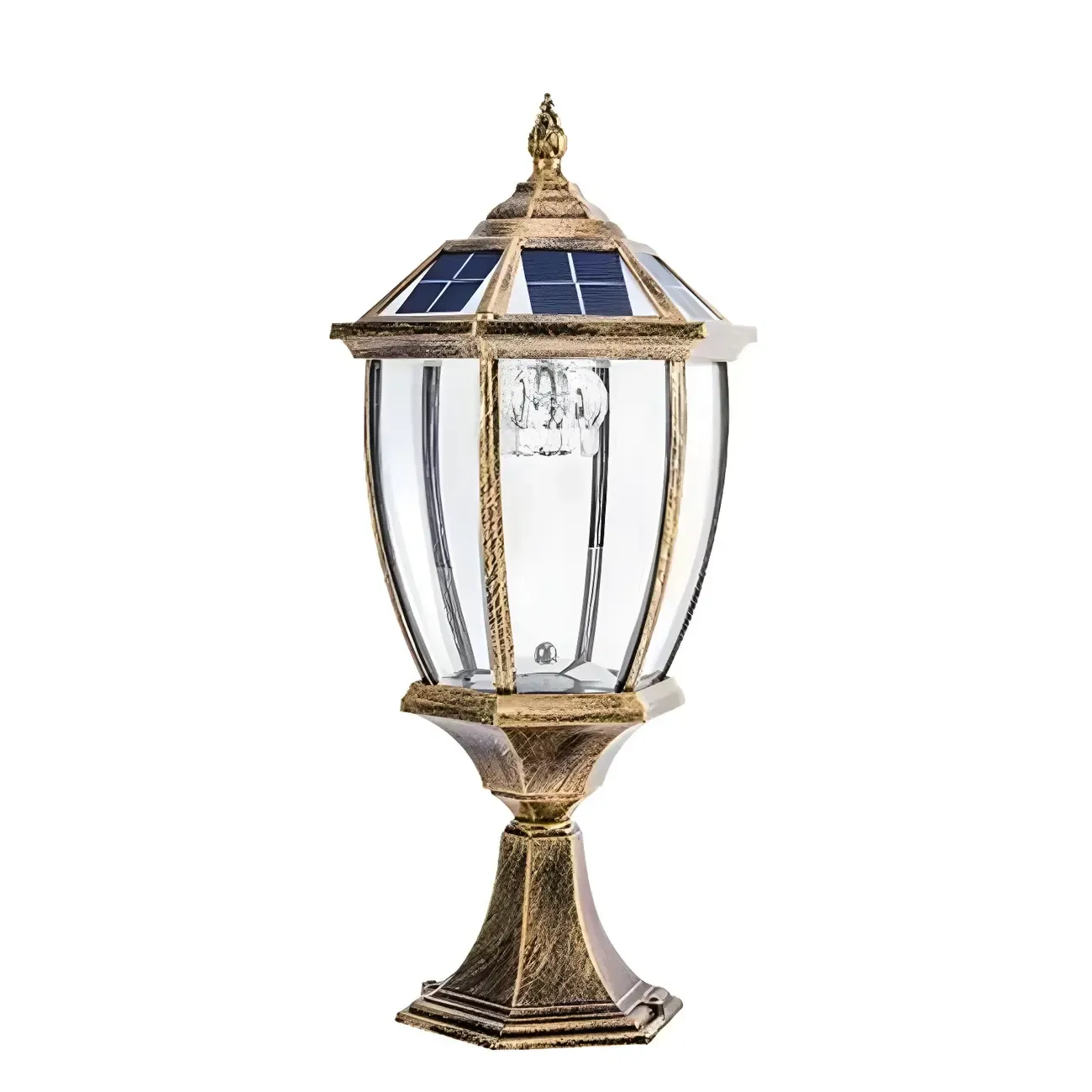 Black and Bronze Metal Retro Solar Post Cap Light Image - 5
