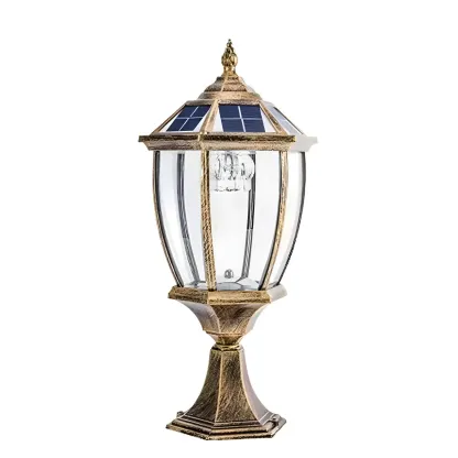 Black and Bronze Metal Retro Solar Post Cap Light Image - 5