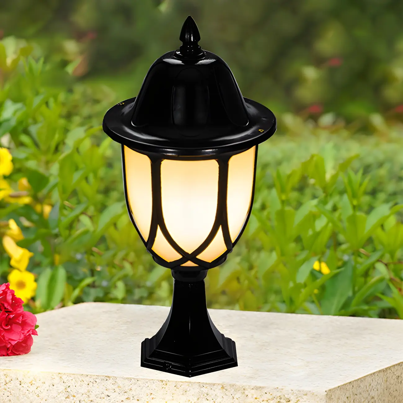 Retro Metal Black Glass Outdoor Post Lights Image - 1 | homeyfad