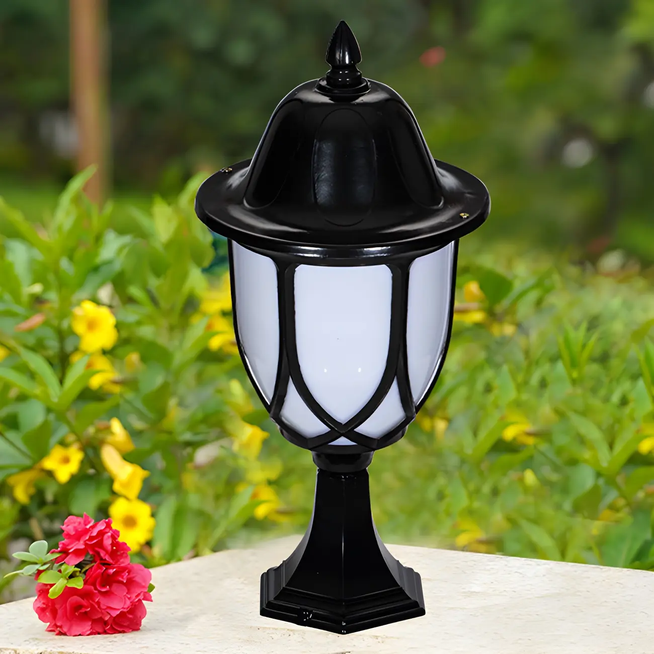 Retro Metal Black Glass Outdoor Post Lights Image - 3 | homeyfad