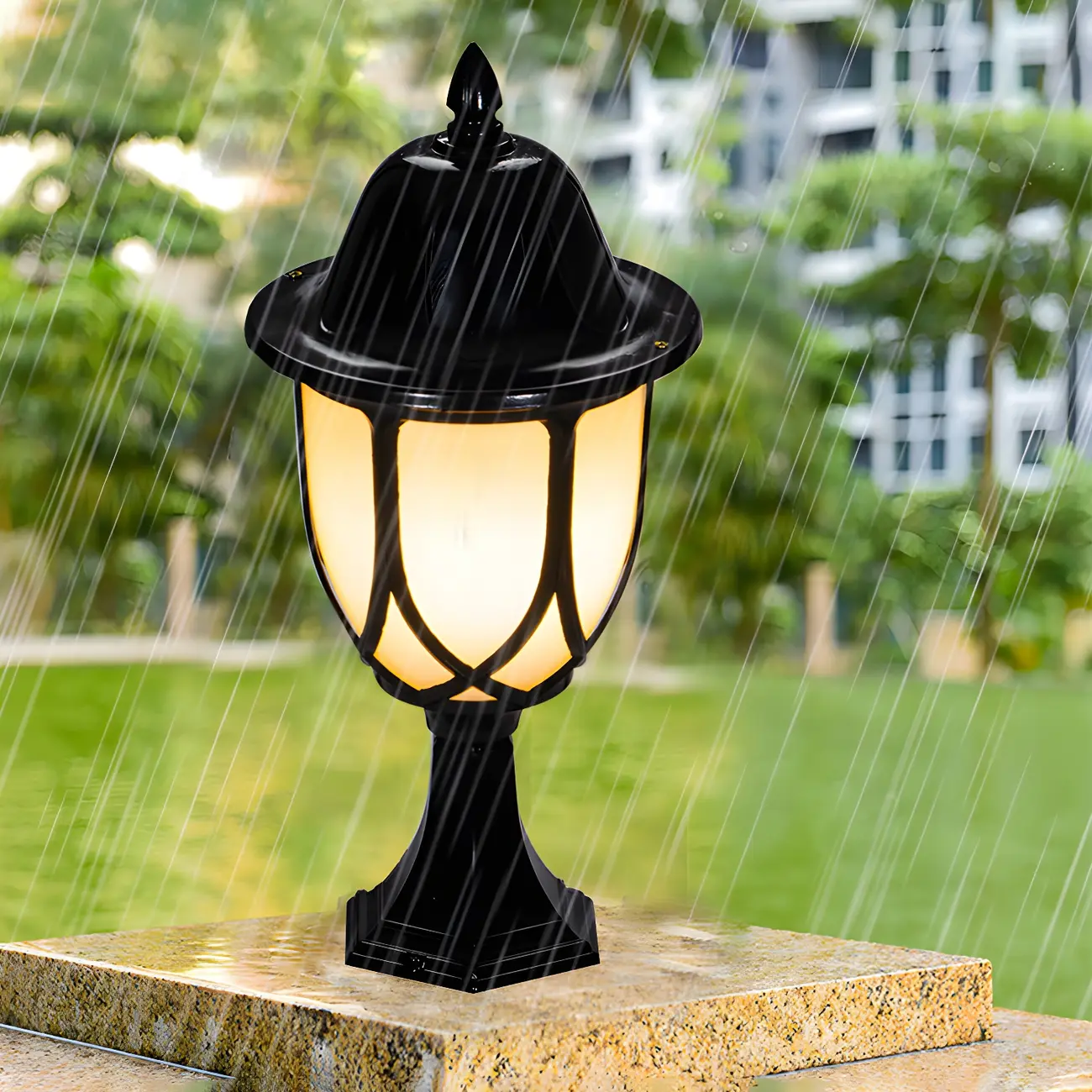 Retro Metal Black Glass Outdoor Post Lights Image - 4 | homeyfad