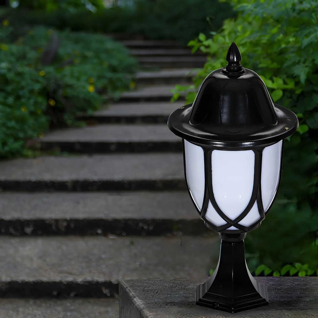 Retro Metal Black Glass Outdoor Post Lights Image - 5 | homeyfad