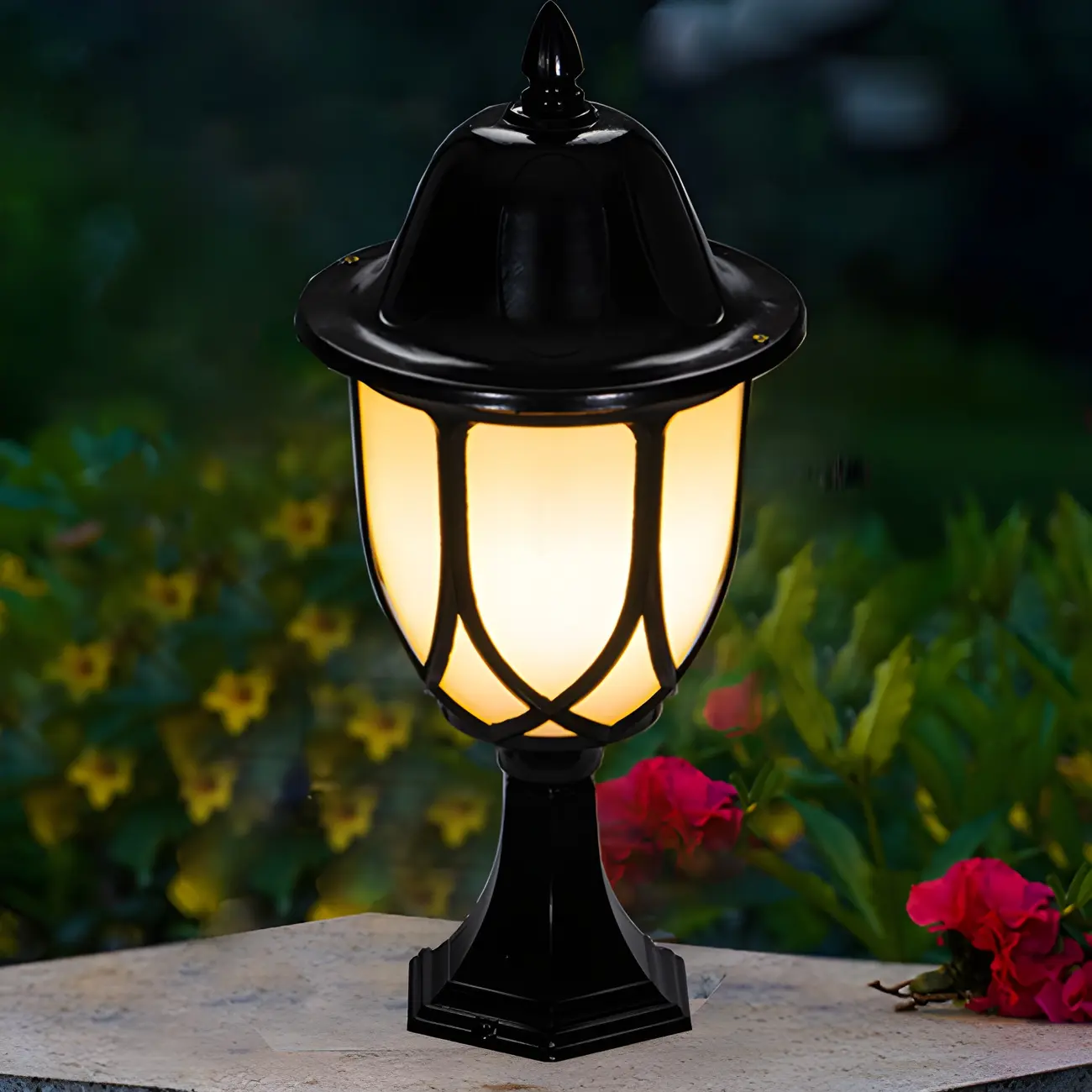 Retro Metal Black Glass Outdoor Post Lights Image - 2 | homeyfad