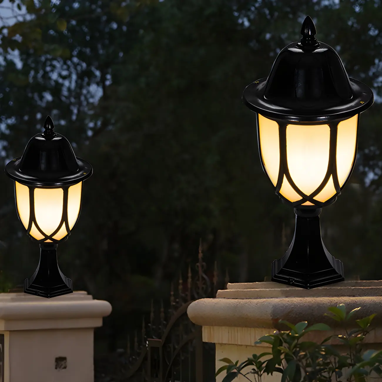 Retro Metal Black Glass Outdoor Post Lights Image - 12 | homeyfad
