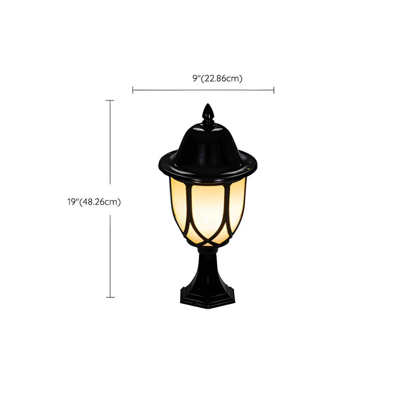 Retro Metal Black Glass Outdoor Post Lights #size | homeyfad