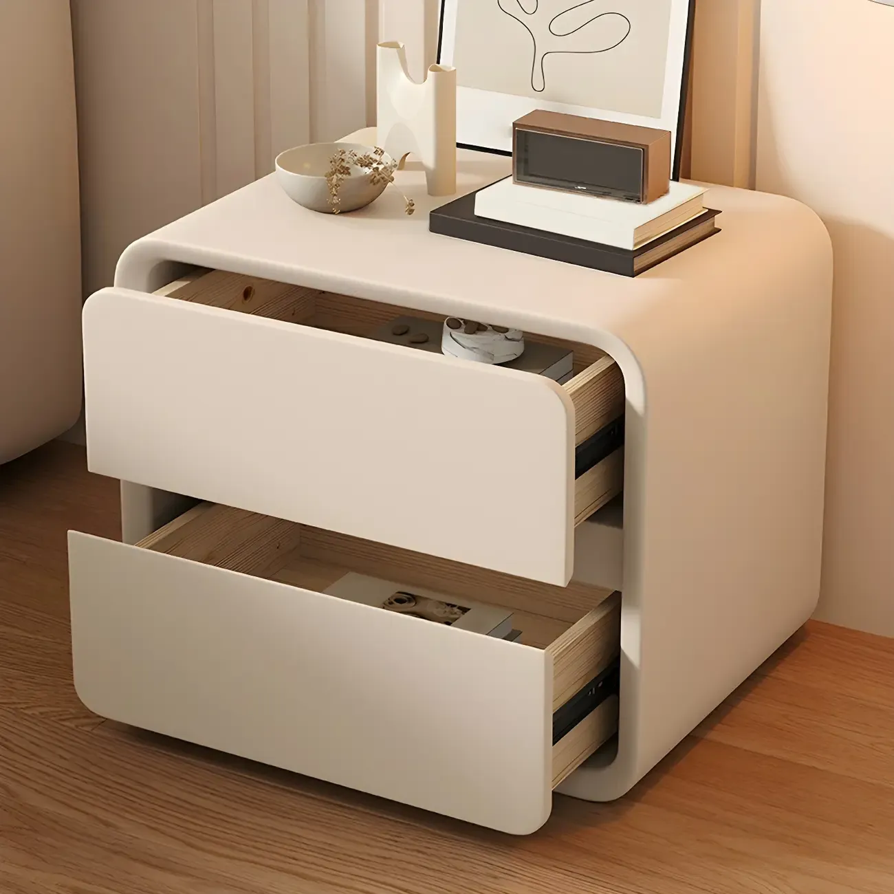 Scandinavian Wood Narrow Bedside Cabinet Image - 4