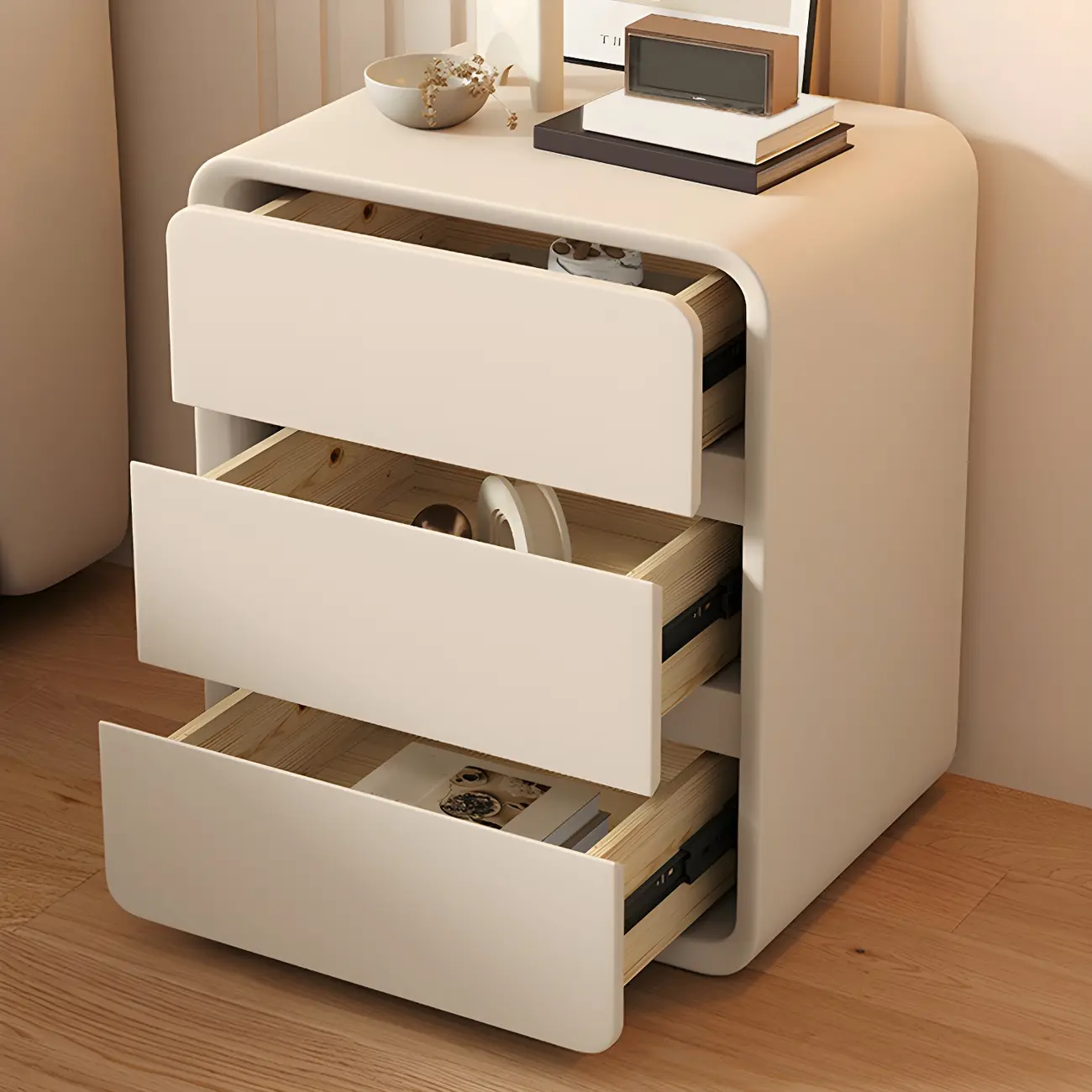 Scandinavian Wood Narrow Bedside Cabinet Image - 5 | homeyfad