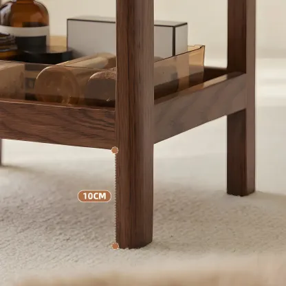 Traditional Narrow Brown Solid Wood Nightstand with Storage Image - 6