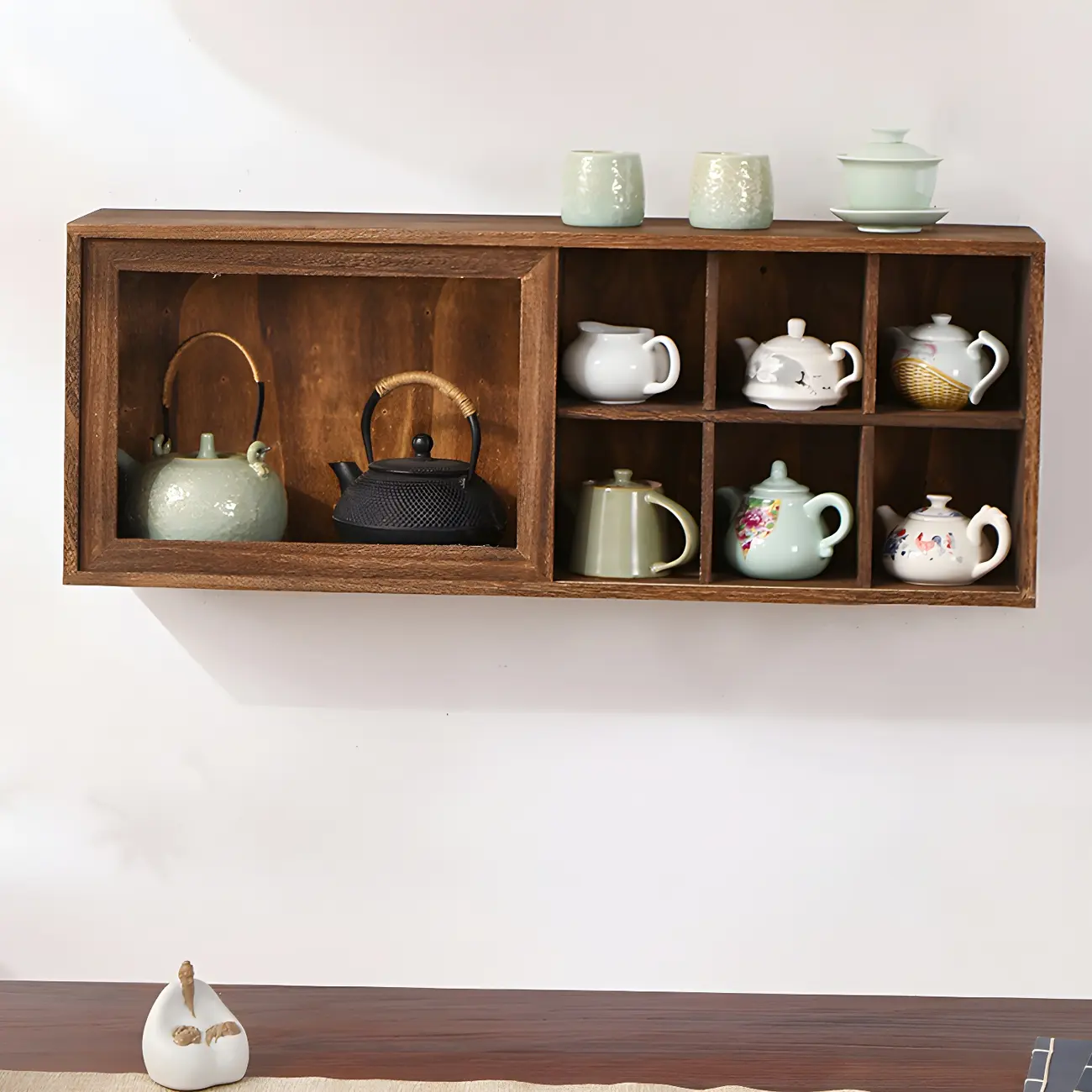 Classic Wooden Wall-Mounted Display Cabinet for Collectibles Image - 4 | homeyfad