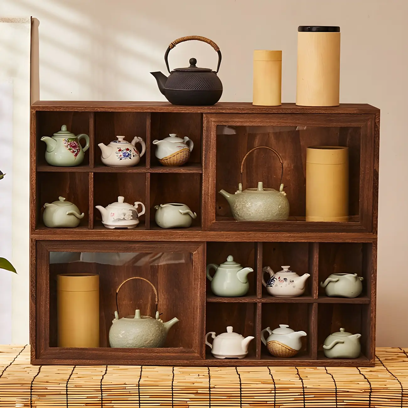 Classic Wooden Wall-Mounted Display Cabinet for Collectibles Image - 3 | homeyfad