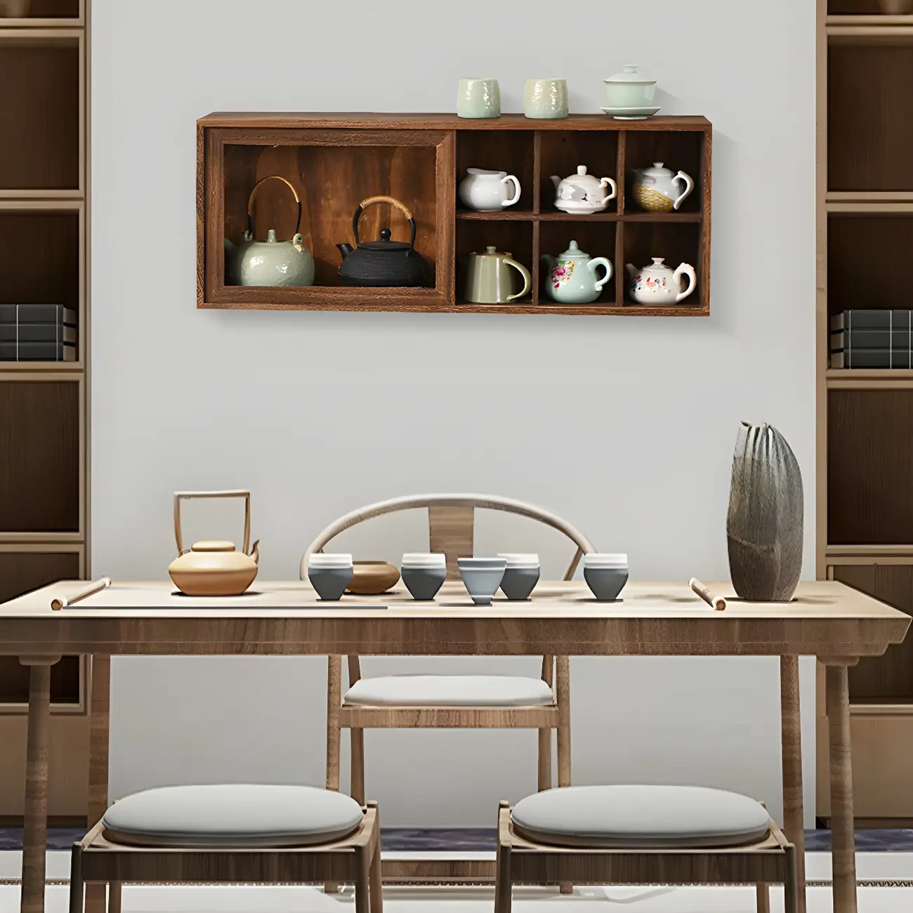 Classic Wooden Wall-Mounted Display Cabinet for Collectibles Image - 5 | homeyfad