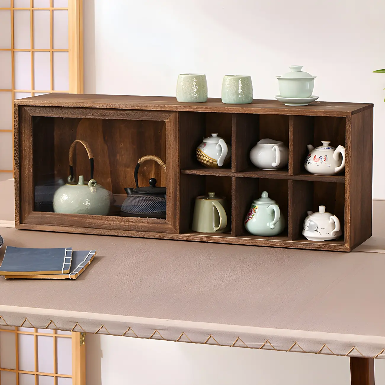 Classic Wooden Wall-Mounted Display Cabinet for Collectibles Image - 6 | homeyfad