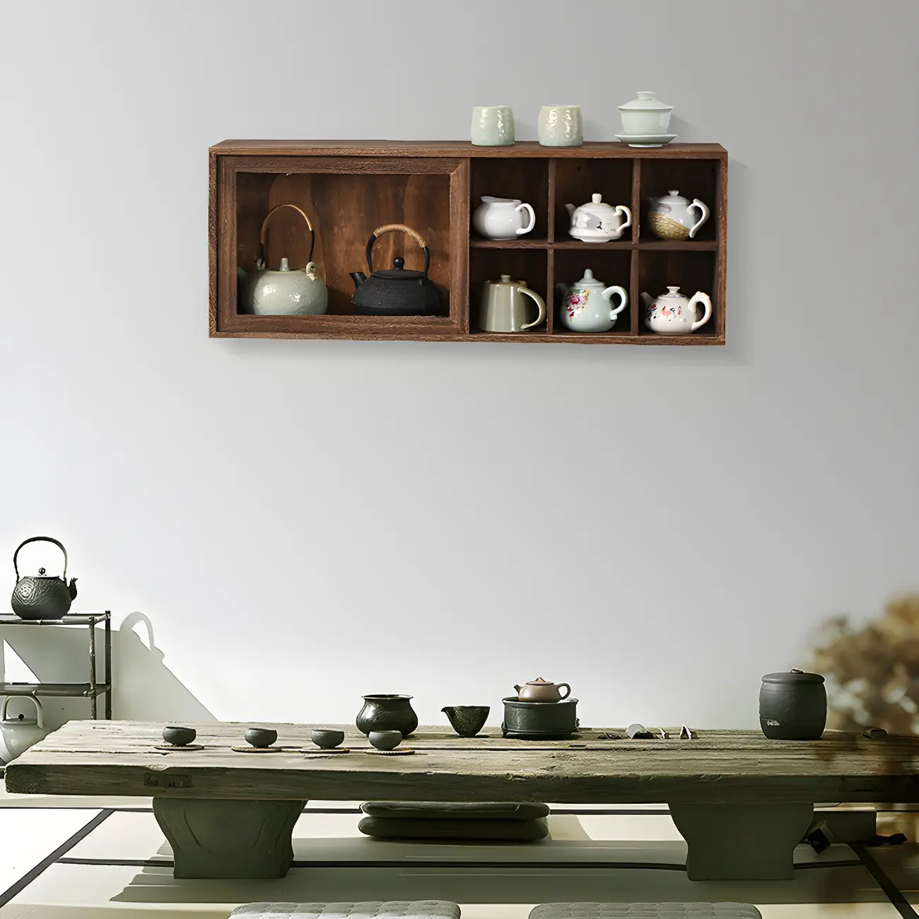 Classic Wooden Wall-Mounted Display Cabinet for Collectibles Image - 7 | homeyfad