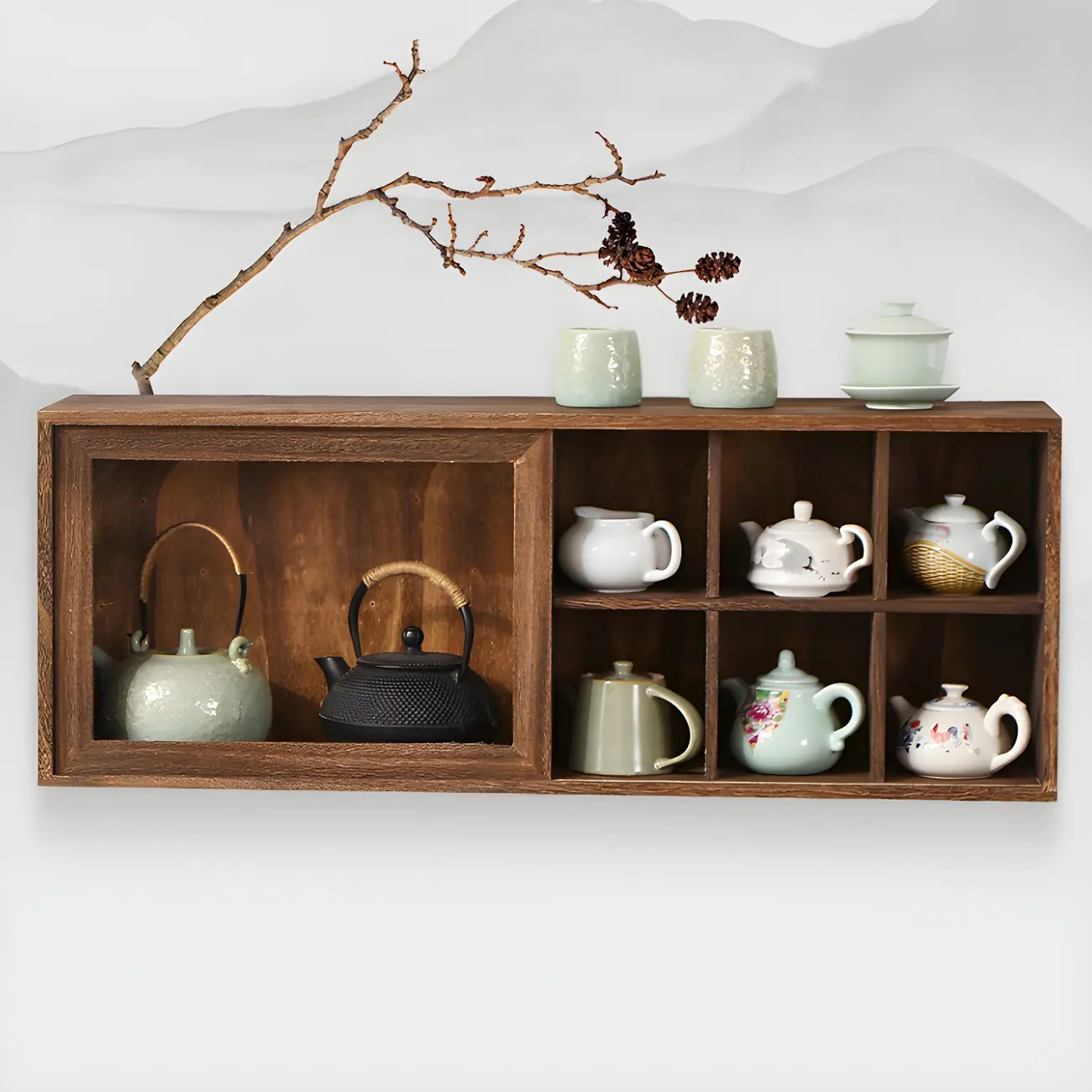 Classic Wooden Wall-Mounted Display Cabinet for Collectibles Image - 13 | homeyfad