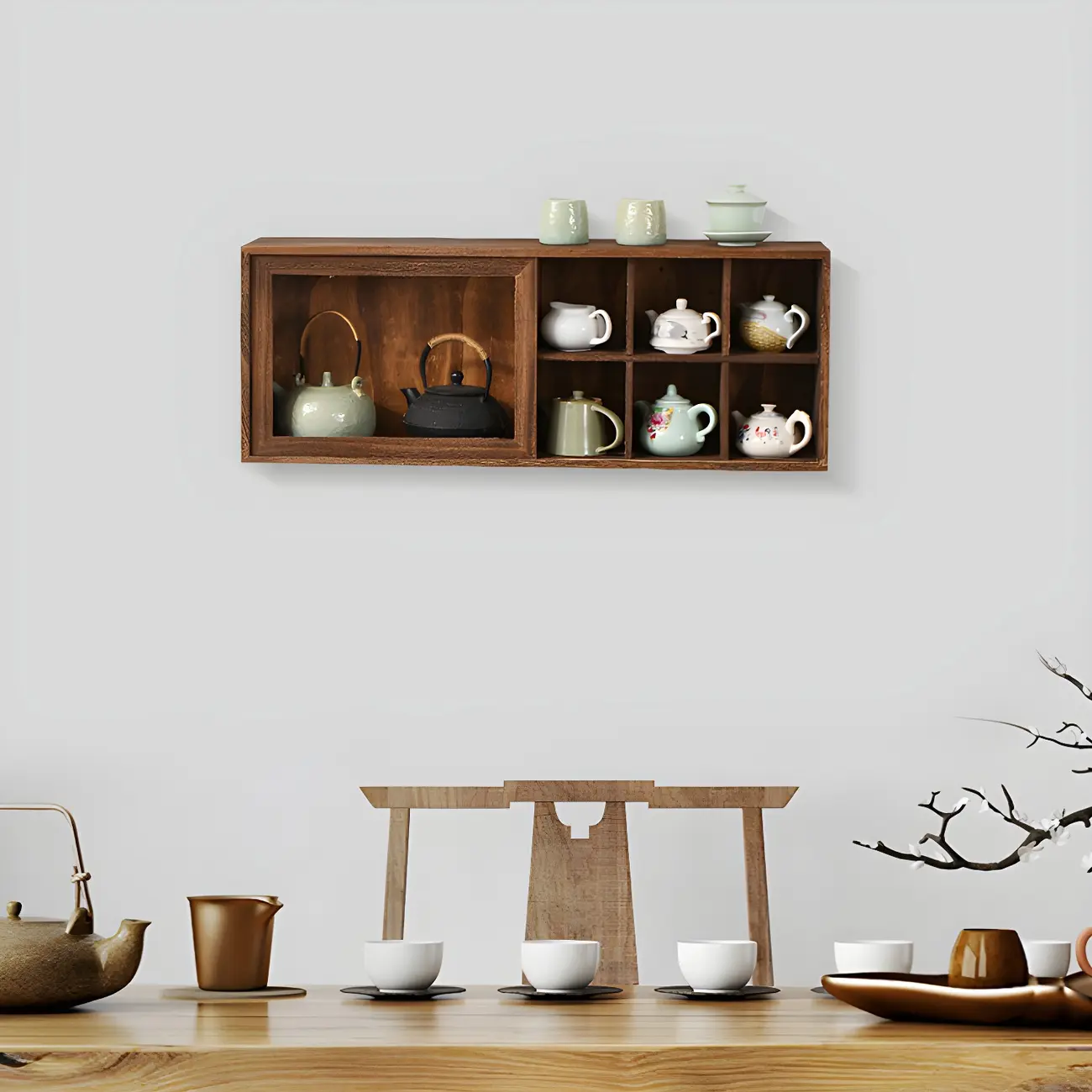 Classic Wooden Wall-Mounted Display Cabinet for Collectibles Image - 14 | homeyfad