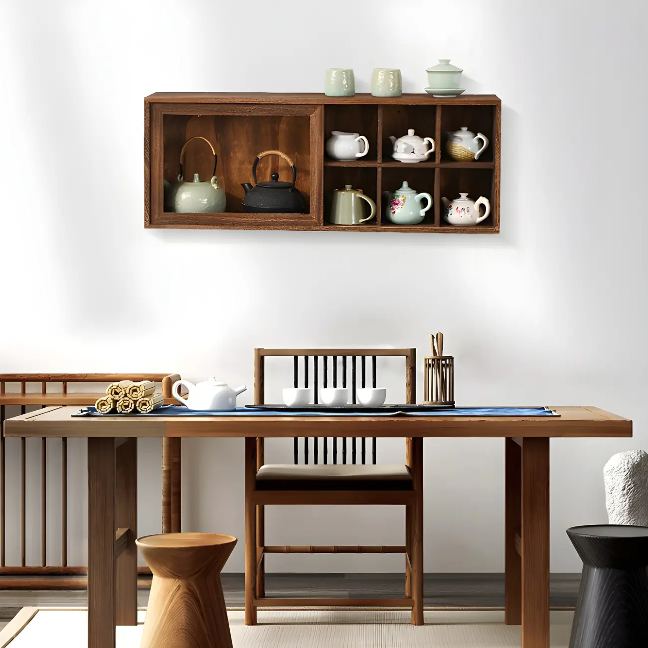 Classic Wooden Wall-Mounted Display Cabinet for Collectibles Image - 15 | homeyfad