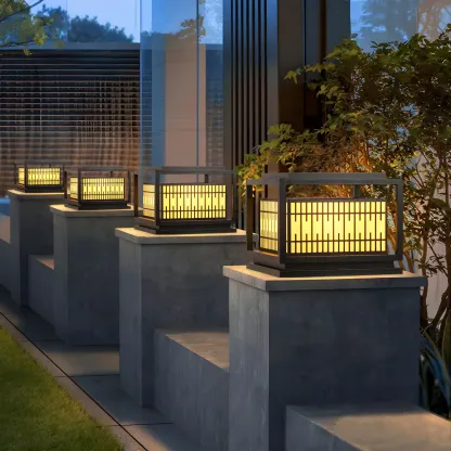 Solar Yellow Shade Warm Light Post Cap Light Image - 3