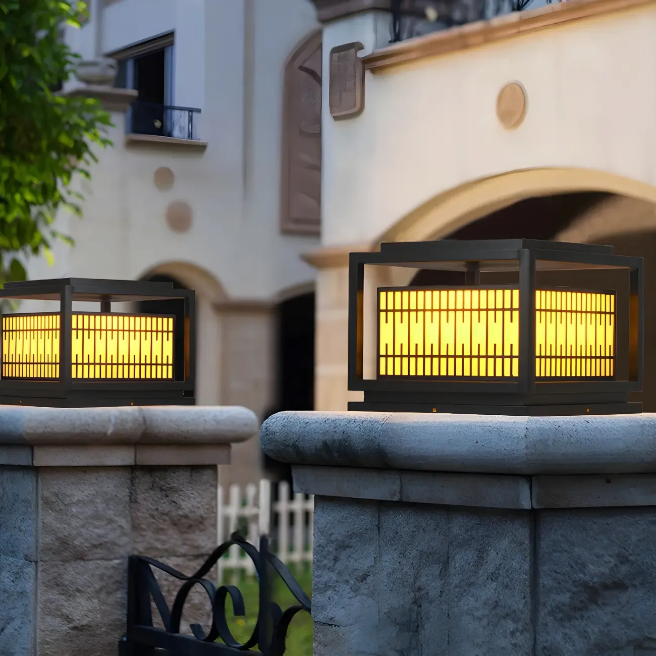 Solar Yellow Shade Warm Light Post Cap Light Image - 5