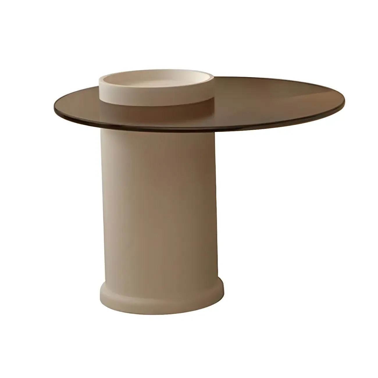 White Round Modern Wood Coffee Table with Storage Base Image - 8