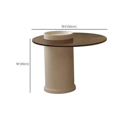 White Round Modern Wood Coffee Table with Storage Base #size