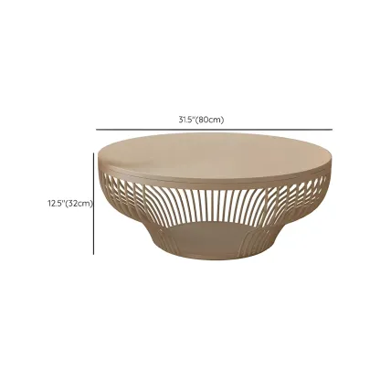 White Round Modern Wood Coffee Table with Storage Base Image - 11