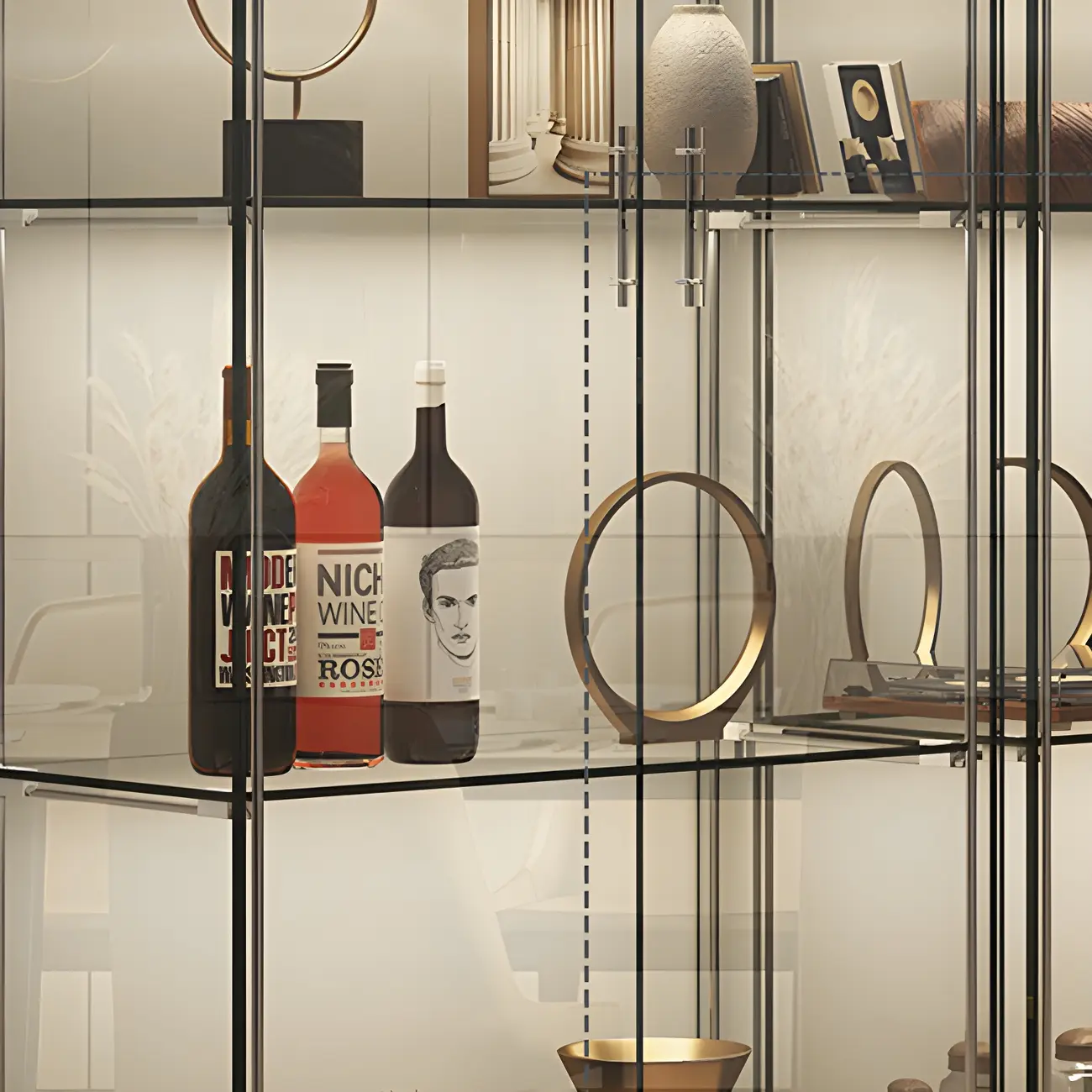 Fashion Black Clear Glass Tall Open Display Cabinet Image - 12 | homeyfad