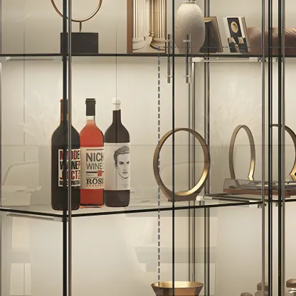 Fashion Black Clear Glass Tall Open Display Cabinet Image - 12