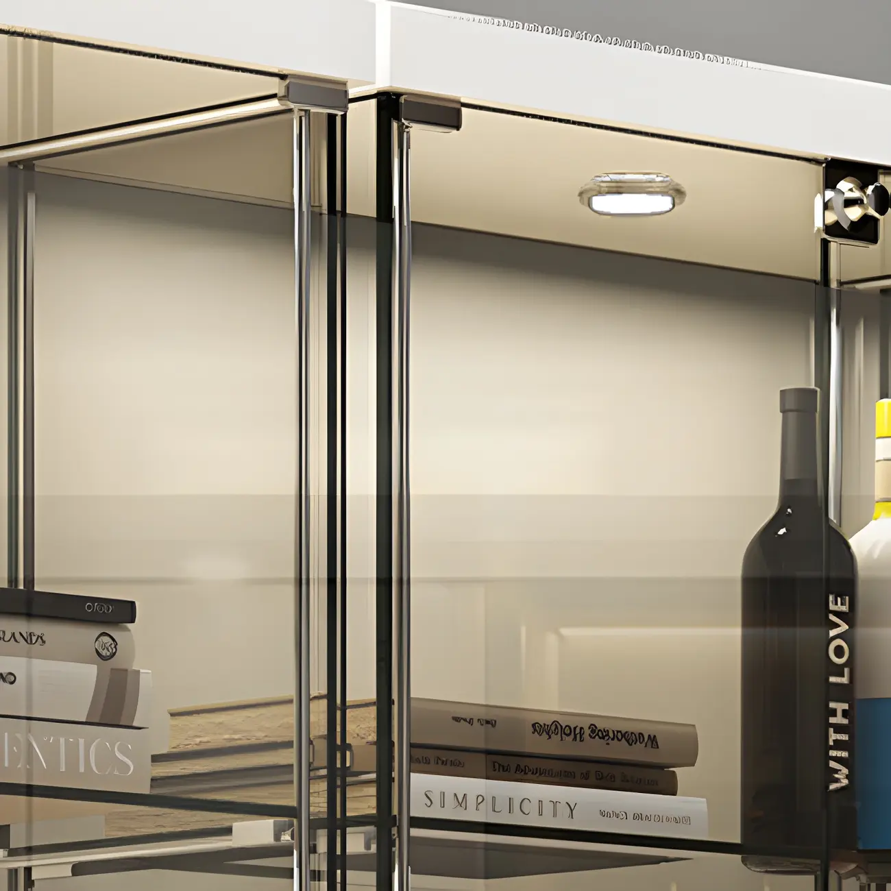 Fashion Black Clear Glass Tall Open Display Cabinet Image - 14 | homeyfad