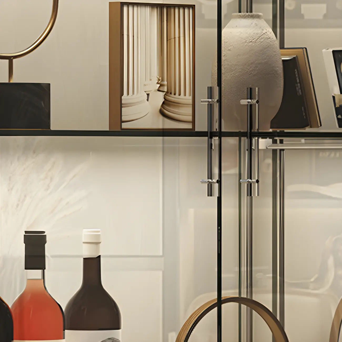 Fashion Black Clear Glass Tall Open Display Cabinet Image - 15 | homeyfad