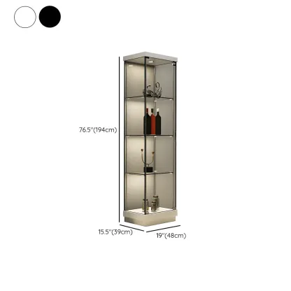 Fashion Black Clear Glass Tall Open Display Cabinet #size