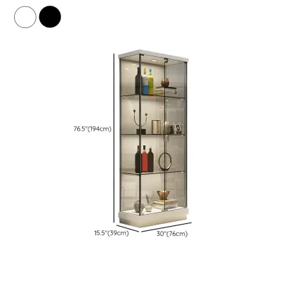 Fashion Black Clear Glass Tall Open Display Cabinet Image - 17