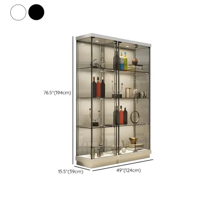 Fashion Black Clear Glass Tall Open Display Cabinet Image - 18