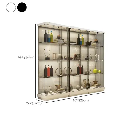Fashion Black Clear Glass Tall Open Display Cabinet Image - 20