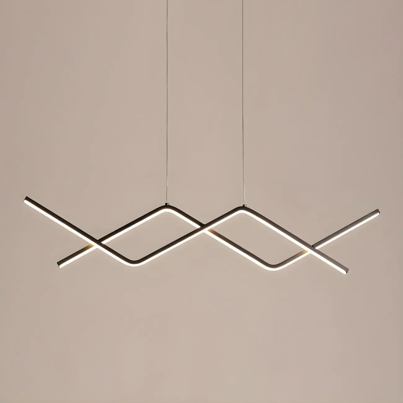 Simple Modern Black/Gold Linear Island Pendant Light Image - 4