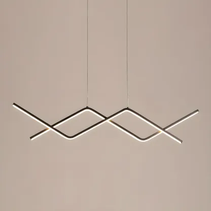 Simple Modern Black/Gold Linear Island Pendant Light Image - 4