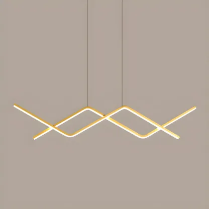 Simple Modern Black/Gold Linear Island Pendant Light Image - 6